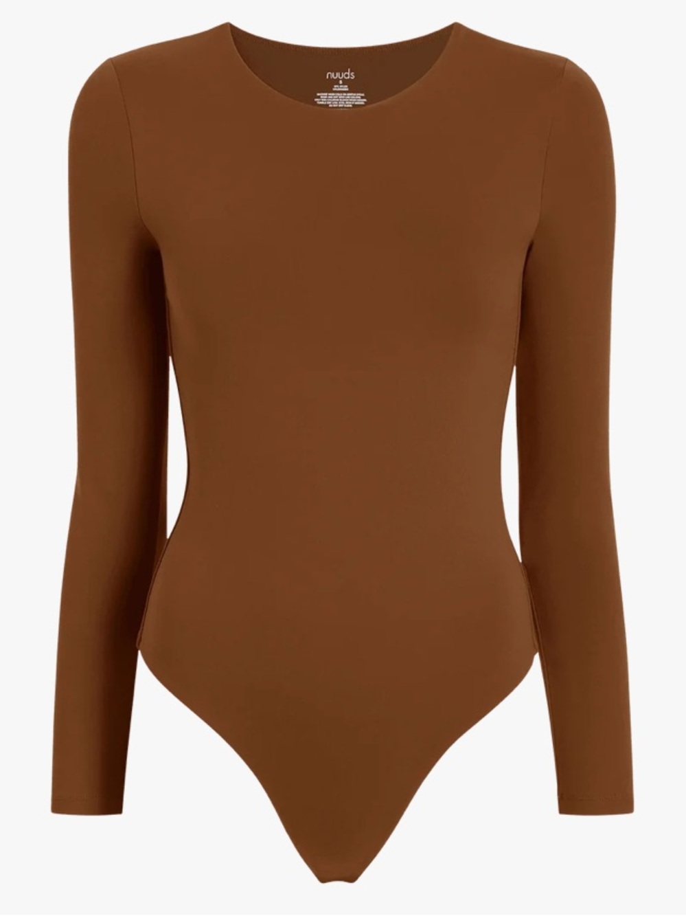 nuuds Chocolate Long Sleeve Crewneck Bodysuit - Brown